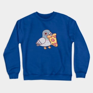 Cute Pigeon With Pepperoni Pizza Slice Crewneck Sweatshirt